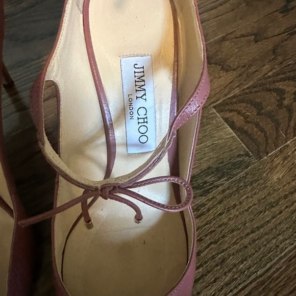 Jimmy Choo Rose Pink Leather Stiletto Heels with Bows Size 38.5/8.5 - Picture 5 of 6
